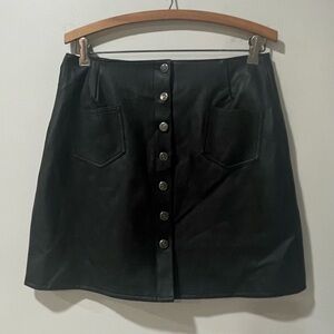 Amilano Collection Black Faux Leather A Line Skirt Western Cowgirl Country